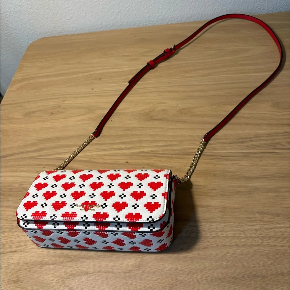 Kate Spade Pixel Hearts Devin Crossbody Flap Chain Wallet Bag NWOT - Picture 2 of 12